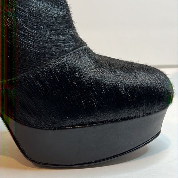 House Of Harlow Black Calf Hair Ankle Booties Size 36 - Picture 7 of 15
